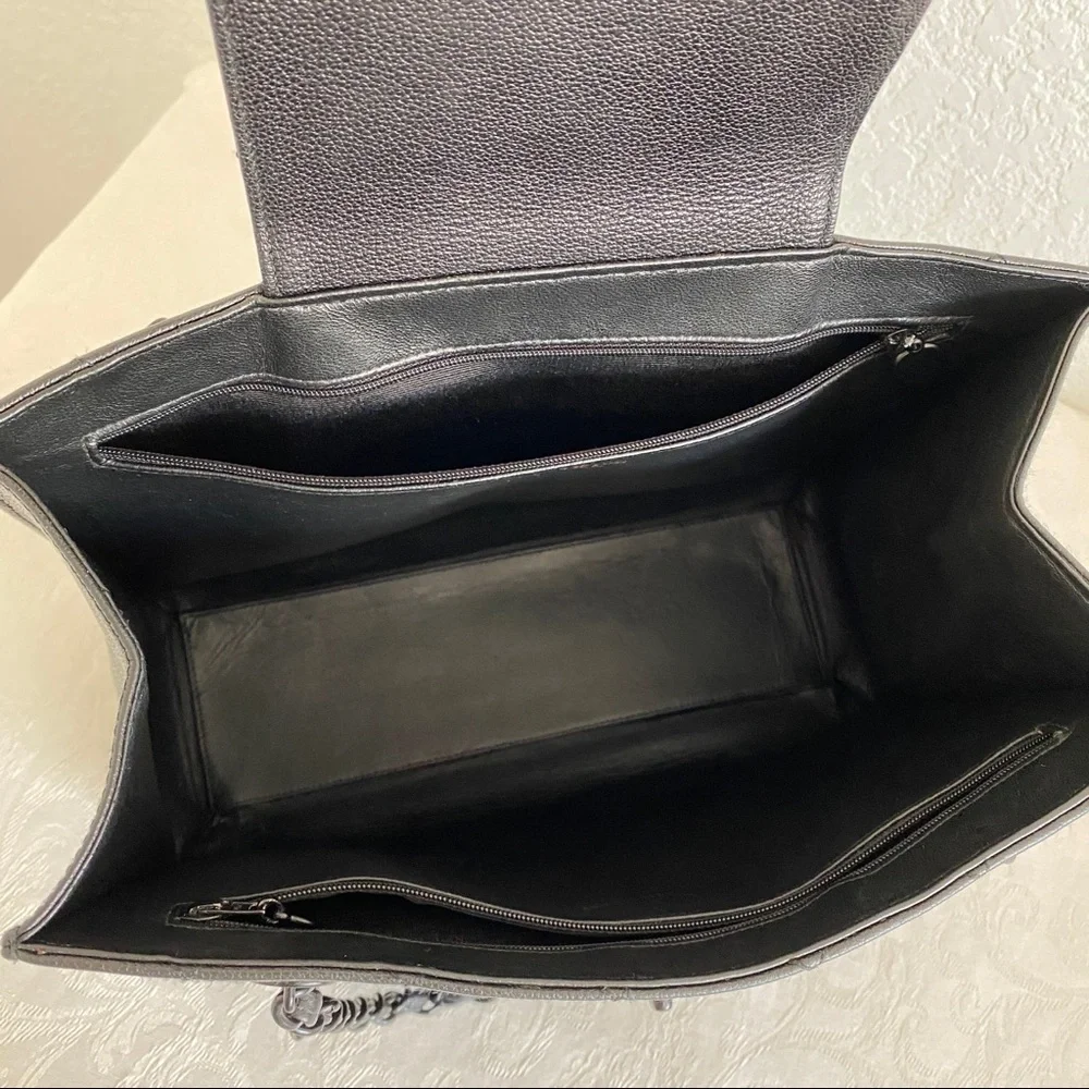 Chanel black quilted leather tote